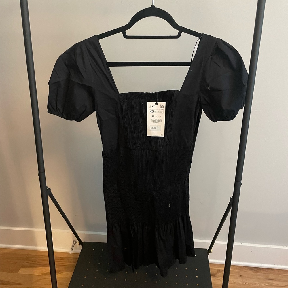 NWT Black Shirred Dress